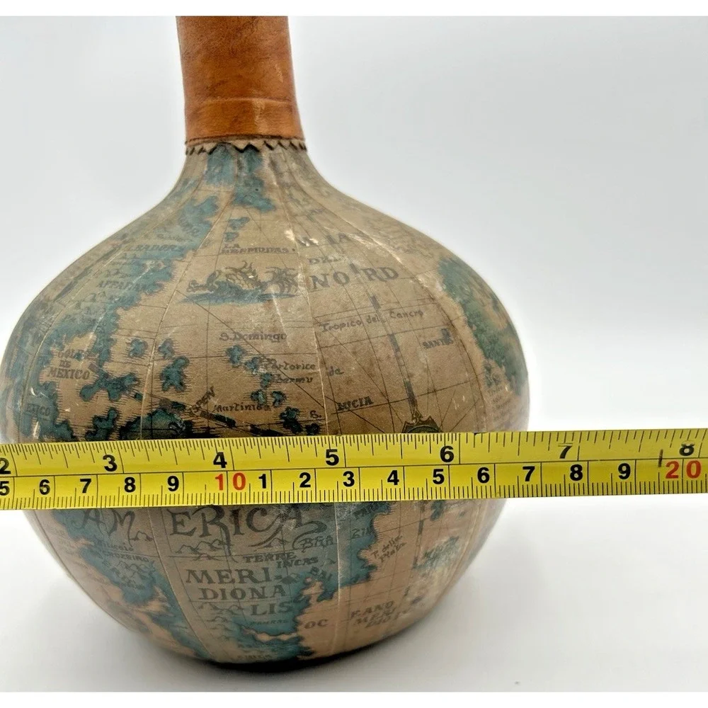 Lillian Vernon Vintage Rare Leather Wrapped Decanter World Map Made‎ In Italy